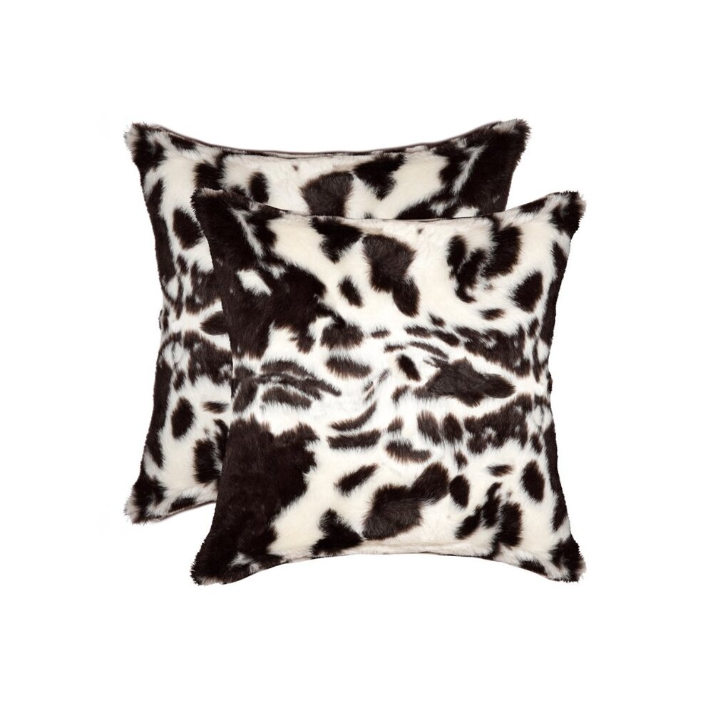 Luxe Home Decor Belton Faux Fur Pillow | 2-Piece | Brownsville chocolate/white